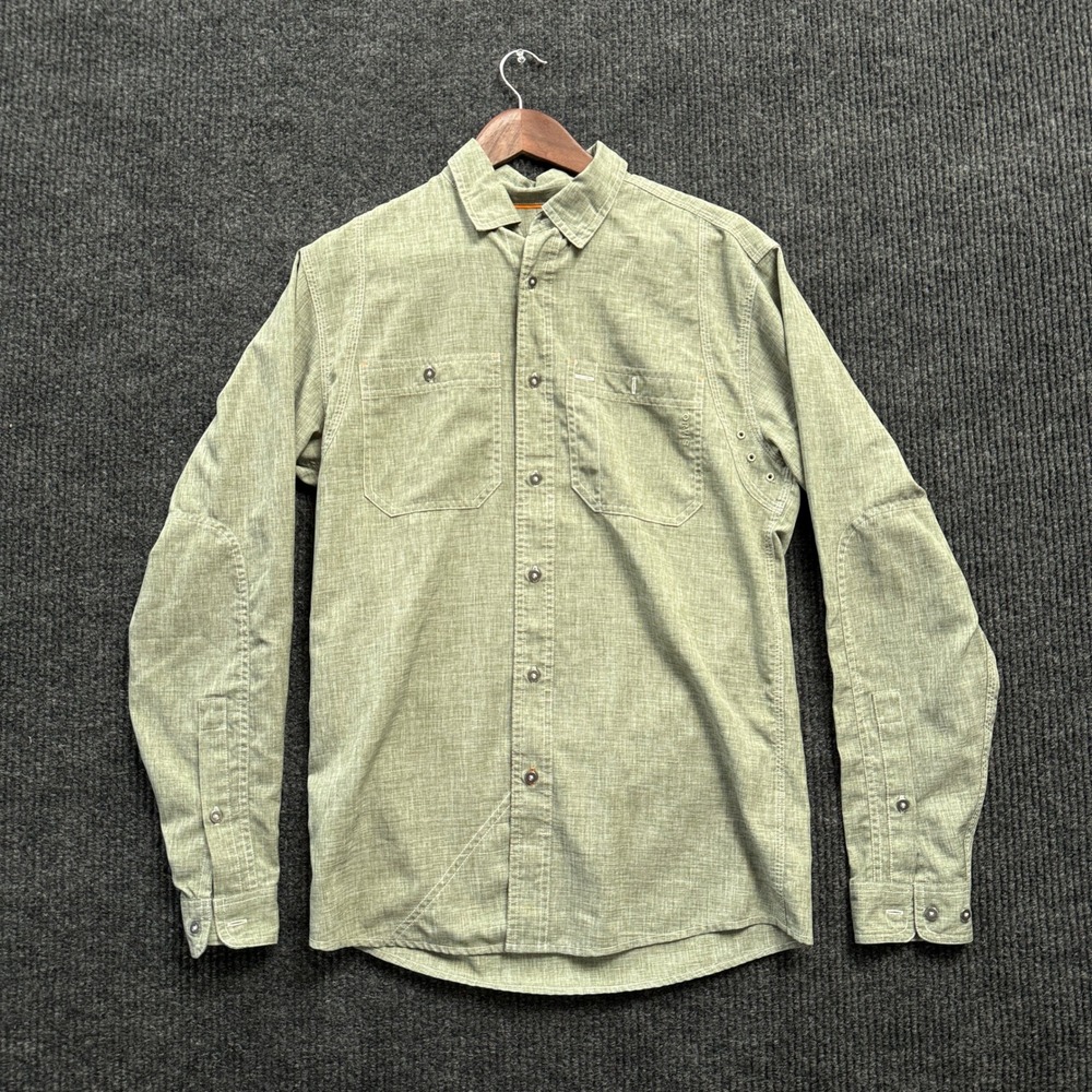 Orvis Fishing Shirt Mens Small Green Long Sleeve Button Up Outdoor Pockets
